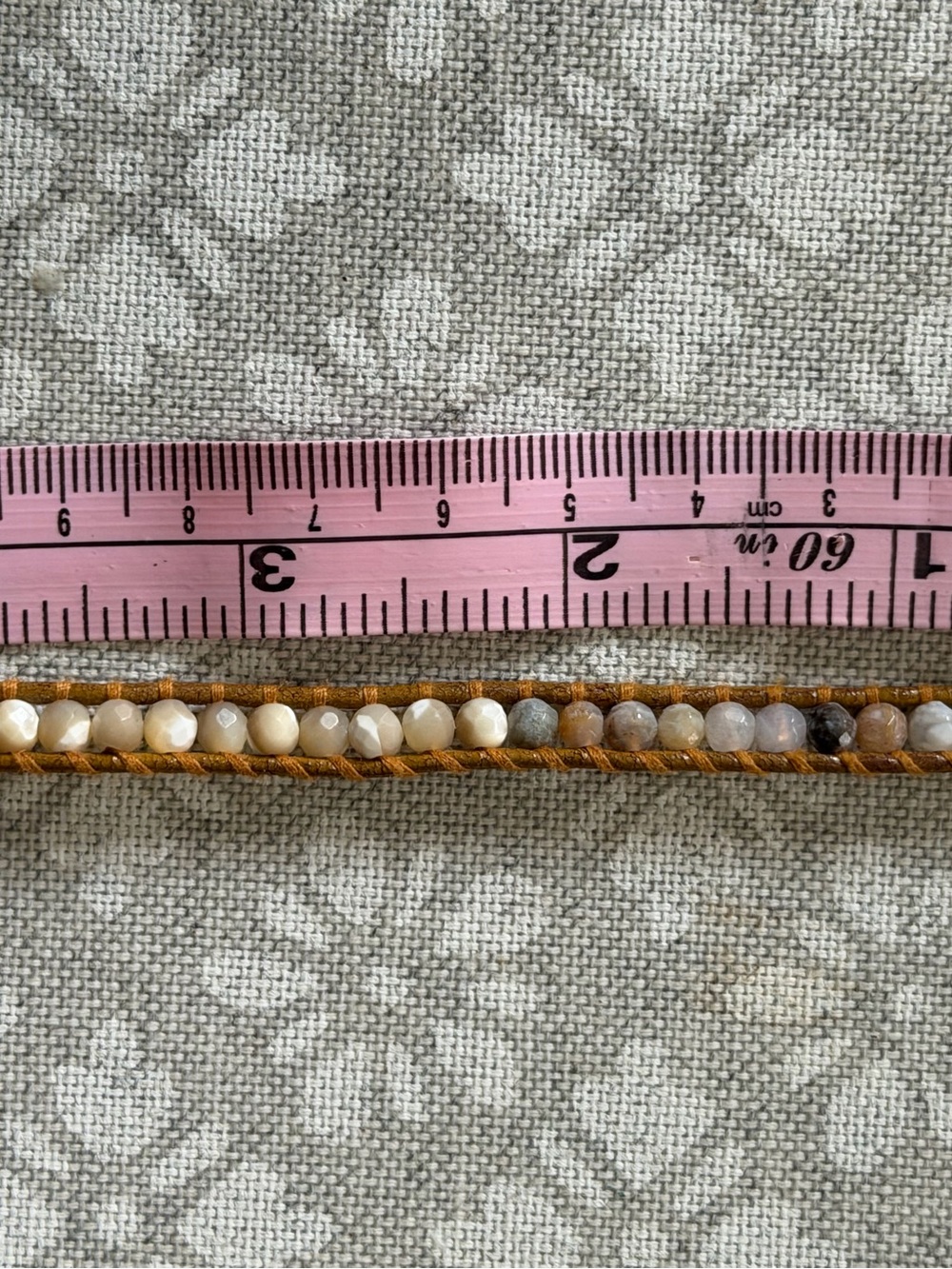 Chan Luu Cream Champagne Gray Faceted Stone Leather Triple Wrap Bracelet - Picture 7 of 8